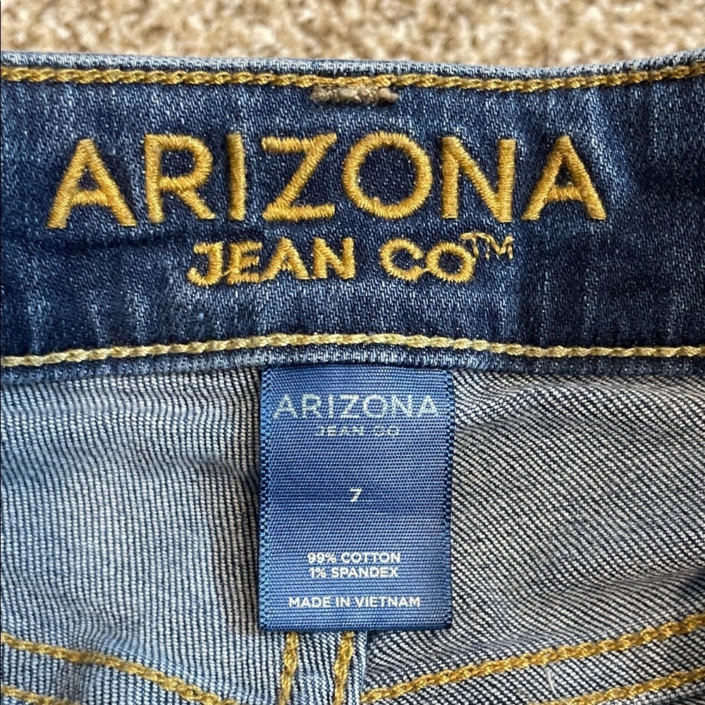 Arizona Jean Company Dark Blue Distressed Boyfriend Jeans - Picture 2 of 3